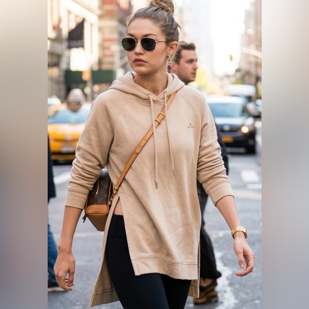 New Holzweiler Hang On Hoodie Beige Sand Oversized Side Split Hanger Logo | S